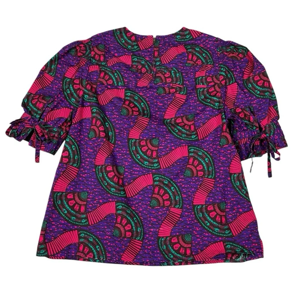 Ulla Johnson Top Puff Sleeve Romantic Art Print Etta Blouse Womens Size 4